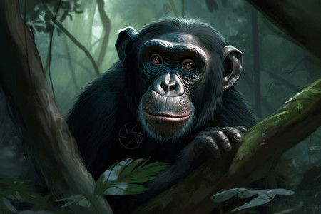 雨林中的猩猩图片