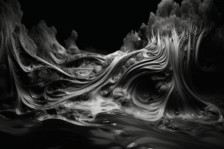 黑白流体抽象背景图片
