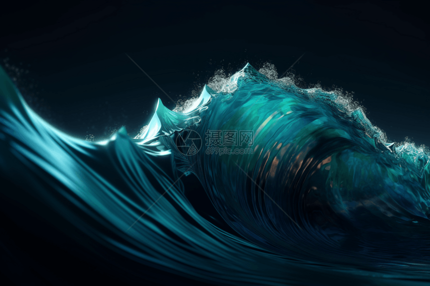 抽象蓝色波浪图片