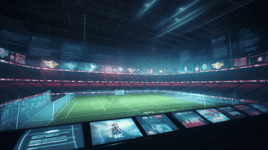 虚拟屏幕的体育比赛高清图片