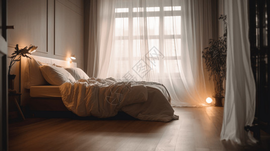 单一温暖的卧室背景图片