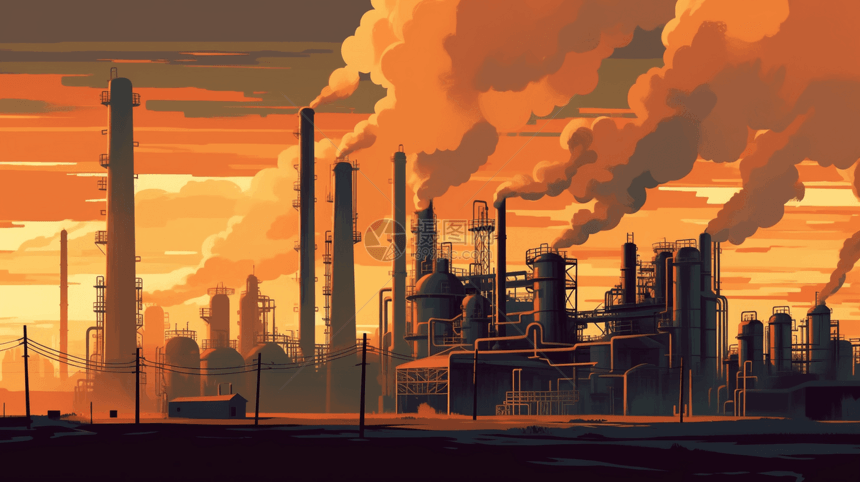一个炼油厂的插图图片