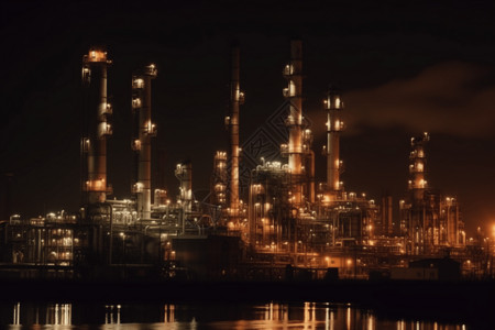 夜间炼油厂图片