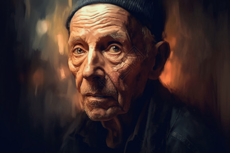 油画创作老人背景图片