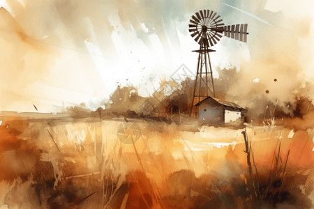 农场的风车背景图片