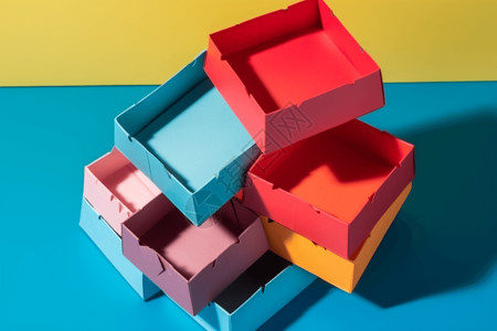 立体盒子标题框3D立体彩色盒子排列背景