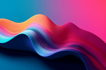 彩色横幅素材动态波浪形渐变3D背景设计图片