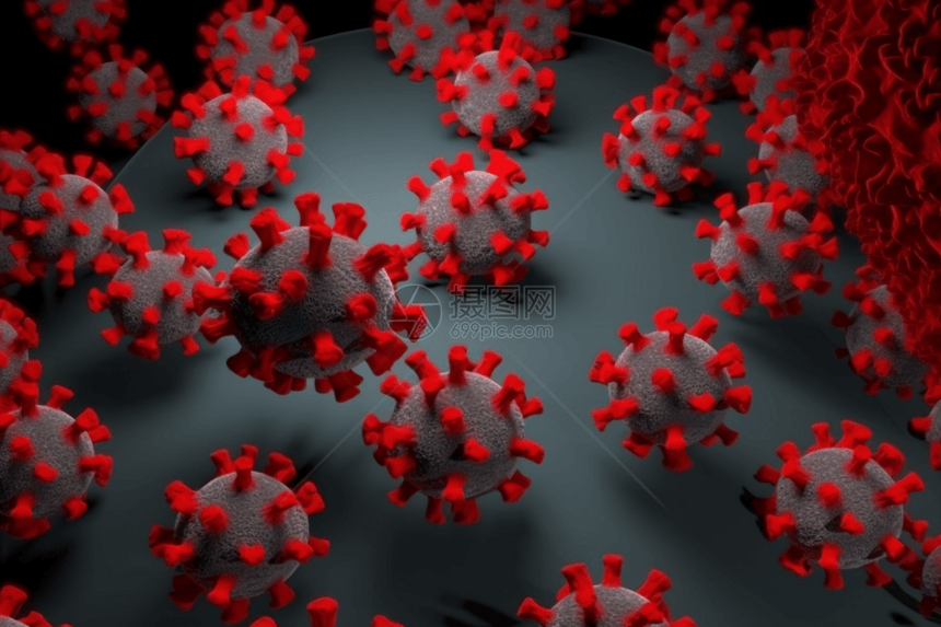 红色病毒模型图片