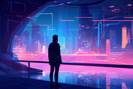 未来感城市插画背景图片