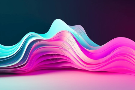 波浪状的霓虹色液体波浪状背景插画