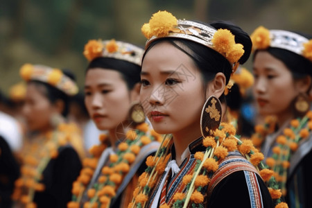 少数民族节日传统服饰的乡村文化节背景