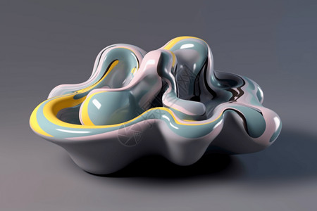 彩色陶瓷花瓶抽象液体形状模型设计图片