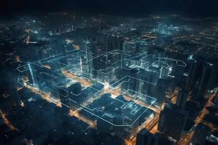 城市规划鸟瞰图人工智能城市插画