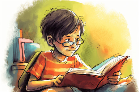 图画书年幼的孩子在阅读插画