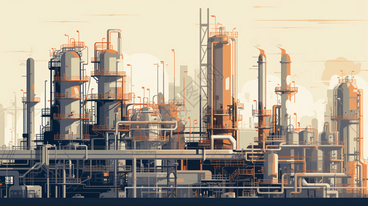 炼油厂插画图片