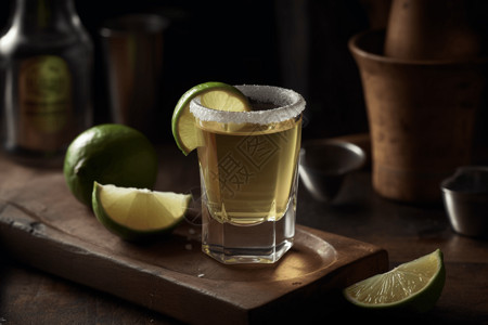 龙舌兰酒搭配柠檬高清图片