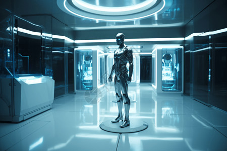 未来博物馆中机器人渲染图图片