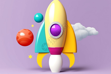 彩色火箭背景图片