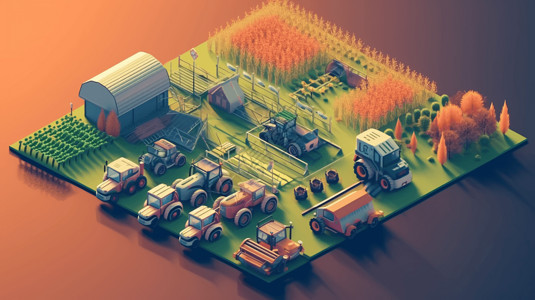 自动化农场拖拉机模型图片