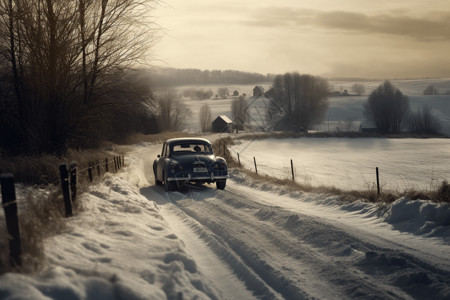 冬季乡村赛车背景图片