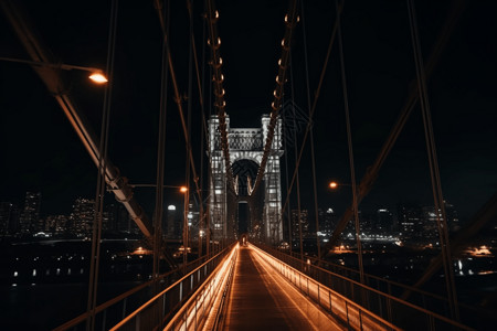 夜景悬索桥背景图片