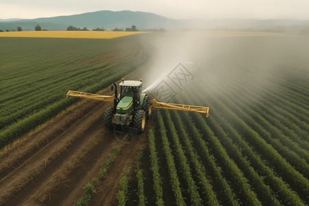 喷雾器的拖拉机在玉米田上使用农药图片