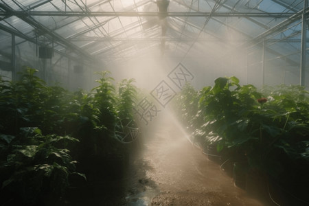 自动喷雾喷雾水给植物养分背景图片