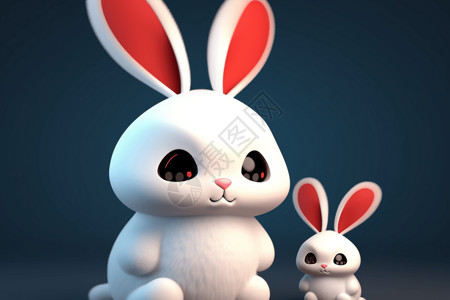 两只耳朵可爱卡通兔子设计图片