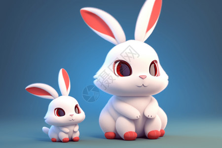 两只耳朵可爱卡通兔子设计图片