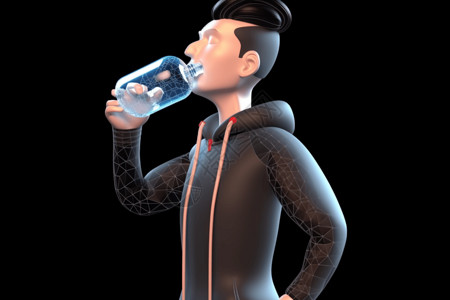 运动后的饮用水3d插图背景图片
