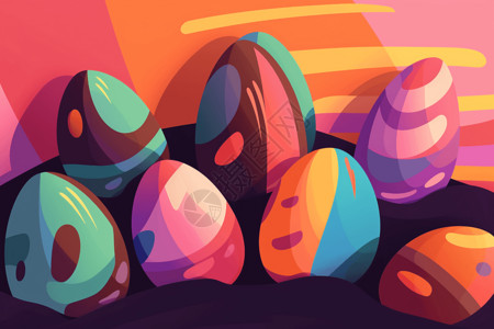 岩石花纹复活节巧克力蛋插画