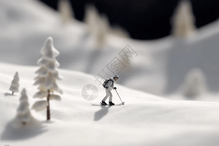 微型滑雪的人背景图片