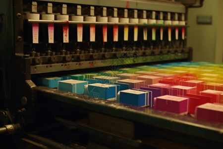 彩色标签飘带印刷机的彩色油墨背景