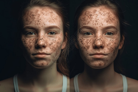 女性皮肤治疗前后对比图背景