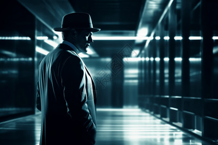 大侦探皮卡丘在高科技大楼里的间谍插画
