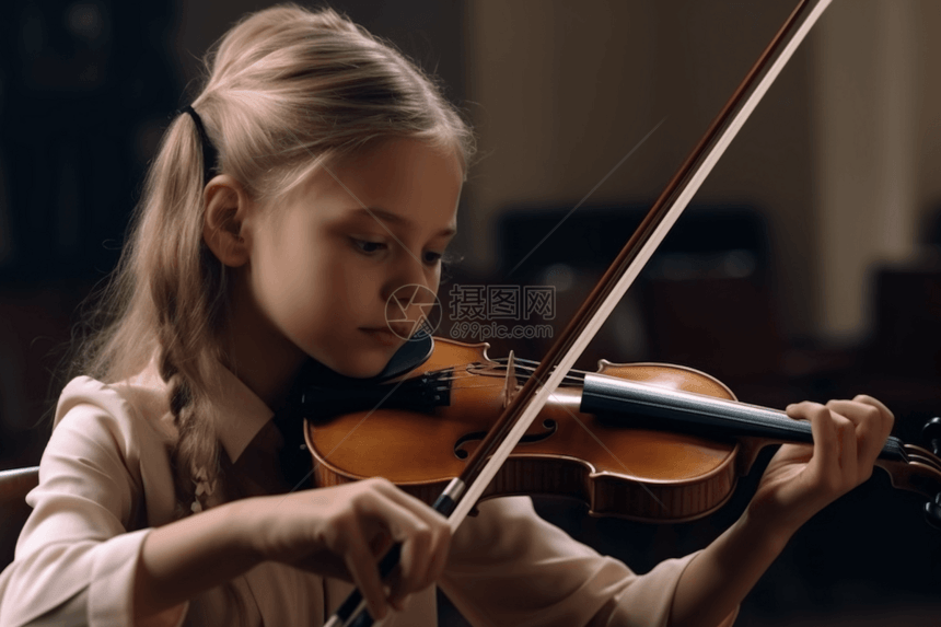 女孩在拉小提琴图片