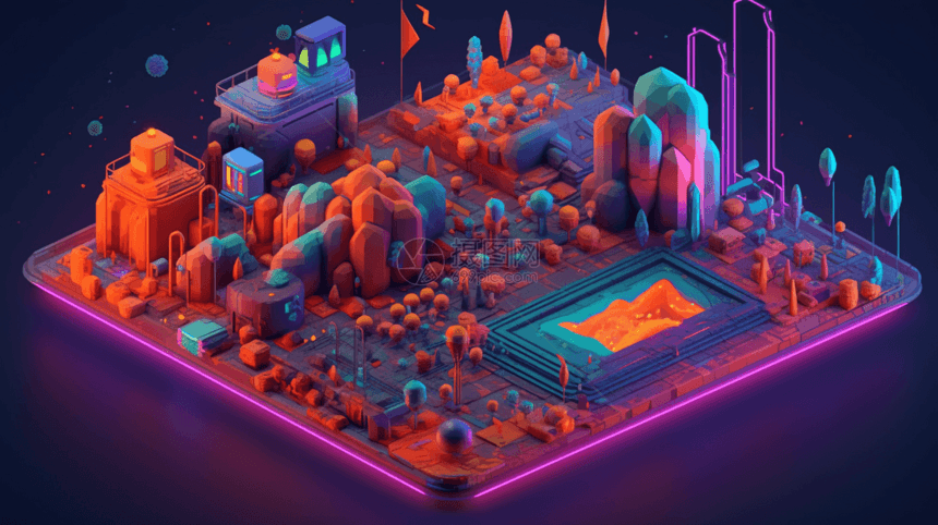 虚拟的紫色城市图片