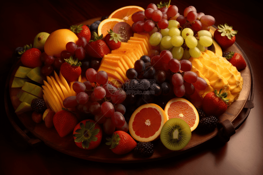 多种类型的水果拼盘图片