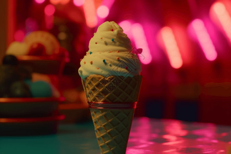 冰爽的甜筒冰淇淋背景图片