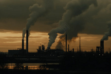 全球气候工厂里的烟囱背景