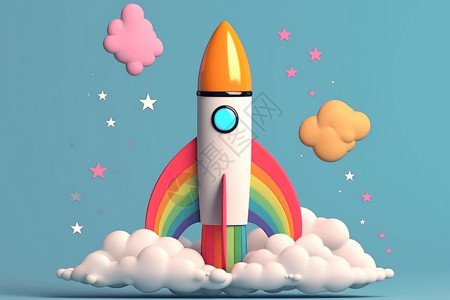 准备发射的彩虹火箭背景图片