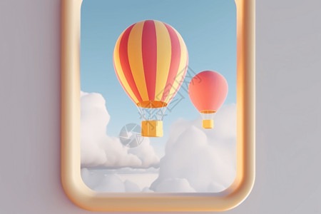 浮动窗口空中的热气球设计图片