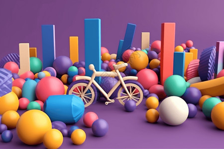 紫色小象玩具木制自行车玩具设计图片
