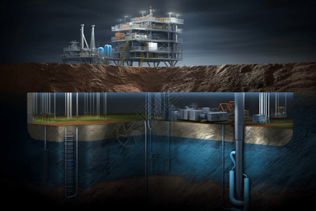 效率作业从地表深处提取天然气作业断层效果图设计图片