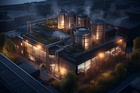 工厂区域剪影区域供热厂城市景观设计图片