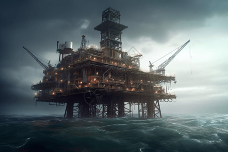 海上石油钻井图片