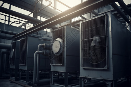 工业通风运行中的工业暖通空调设备背景