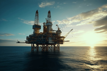 海上钻机钻探石油高清图片