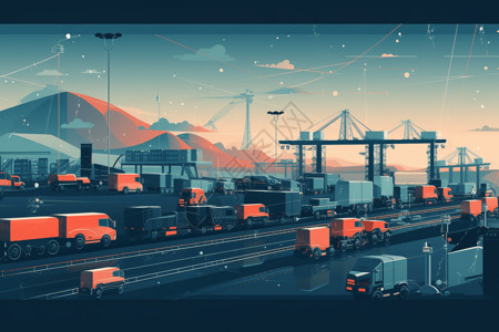 生鲜供应链交通运输供应链插画