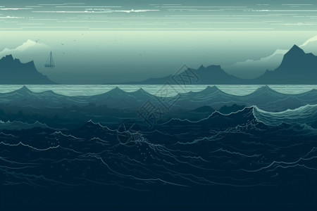 扁平海平线插图背景图片